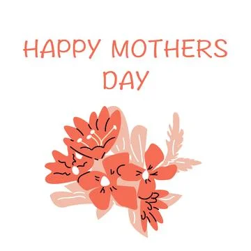 Doodle flower with leaf - mother day card design Stock Illustration