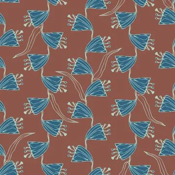 Doodle flower stripes seamless vector pattern Stock Illustration