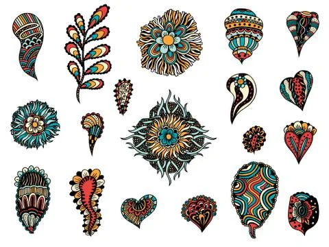 Doodle flowers and leafs Illustrazione stock
