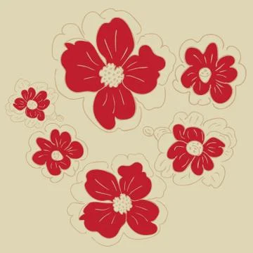 Doodle Flowers Stock Illustration