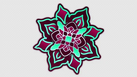 Doodle flowers mandala rotating loop Animation video transparent background.. Stock Footage 235585099