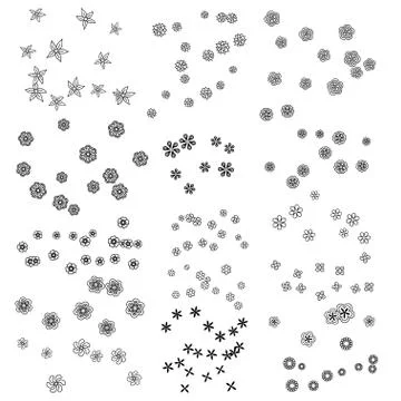 Doodle flowers pattern set 스톡 일러스트