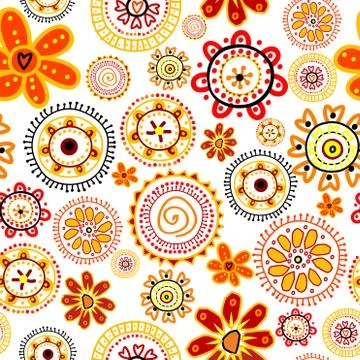 Doodle flowers seamless pattern Stock Illustration