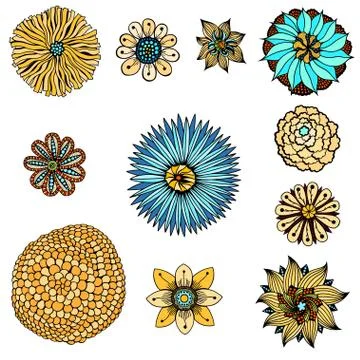 Doodle flowers set イラスト素材