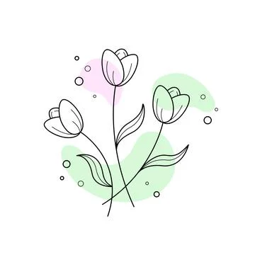 Doodle Flowers on a white background. Vector black outline of flowers. Outlin Stock Illustration