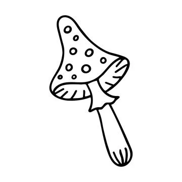 Doodle of fly agaric isolated on white background. Stock Illustration