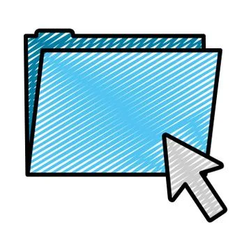 Doodle folder file with arrow cursor mouse Stock Illustration