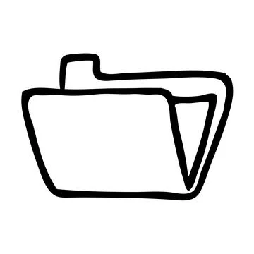 Doodle folder icon hand drawn with thin black line Stock Illustration