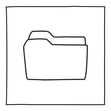 Doodle folder icon hand drawn with thin black line Stock Illustration