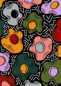Doodle Food Pattern Stock Illustration