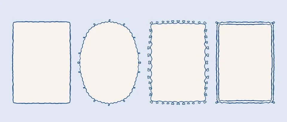 Doodle Frame Border Naive Vector Set Sketch Line Cookie Style Paper Invitat.. Stock-Illustration