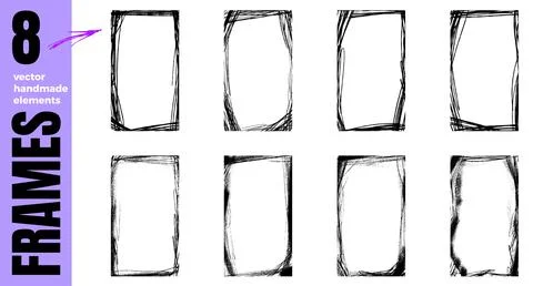 Doodle frame with charcoal scratch and grainy texture for story photo borders. Stock-Illustration