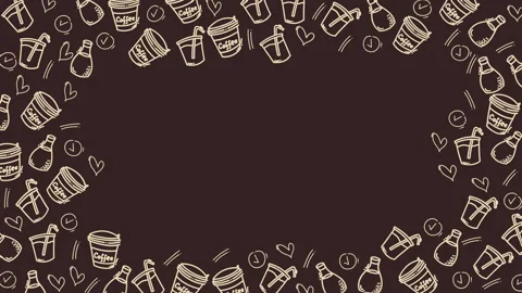 Doodle frame coffee hand drawn pattern cafe beverage background Stock Footage 326841135