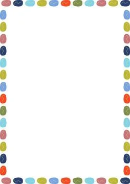 Doodle frame with colorful elements. Trendy graphic template. Cute empty fram Stock Illustration