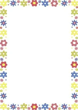 Doodle frame with colorful flower elements. Trendy graphic template. Cute emp Illustrazione stock