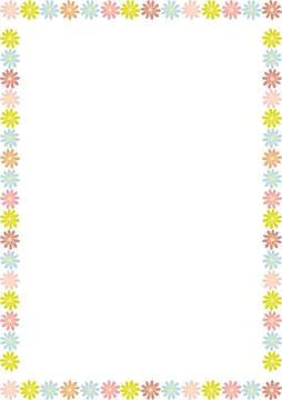Doodle frame with colorful flower elements. Trendy graphic template. Cute e.. Stock Illustration