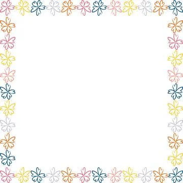 Doodle frame with colorful flower elements. Trendy graphic template. Cute e.. 스톡 일러스트