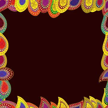 Doodle frame. Seamless pattern. Illustration in yellow, purple and brown colors. 스톡 일러스트