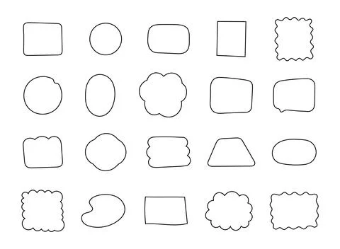 Doodle frame simple regular outline set Stock Illustration