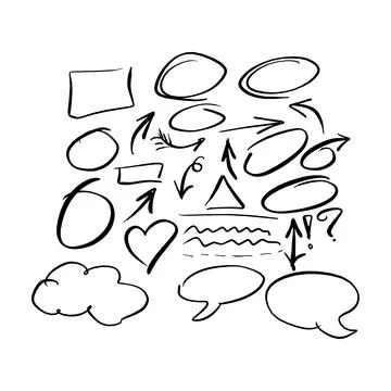 Doodle frames and arrow collection vector illustration sketch hand drawn with Illustrazione stock