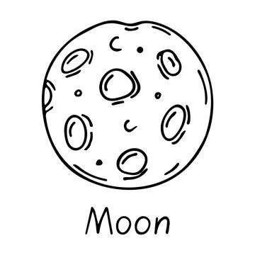 Doodle of Full moon on a white background. Ilustração Stock