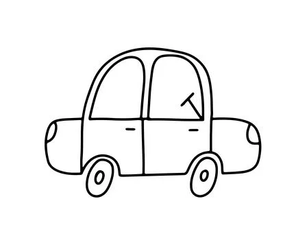 Doodle funny car. Vector sketch scribble style. Hand drawn toy car isolated on Stock Illustration