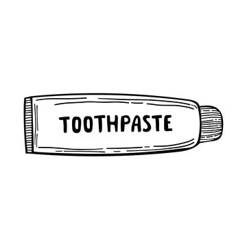 Doodle Funny cartoon toothpaste - vector. isolated black white Stock Illustration