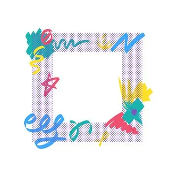 Doodle Geometric Doted Rectangle Frame Template Illustrazione stock