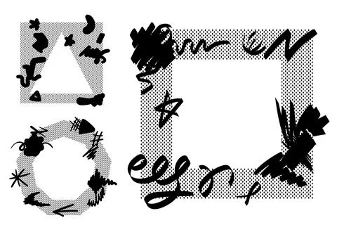 Doodle Geometric Frame Template Collection Kit Stock Illustration