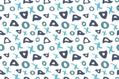 Doodle geometric seamless pattern, hand drawn triangle, circle, cross shapes Stock Illustration