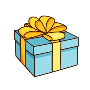 Doodle gift box with bow Stock Illustration