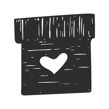 Doodle of Gift box with heart image. Stock Illustration