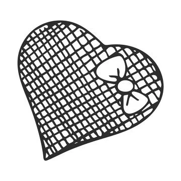 Doodle of Gift box in heart shape. Stock Illustration