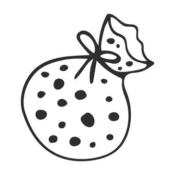 Doodle of Gift box with ribbon and image of dots. Stock Illustration