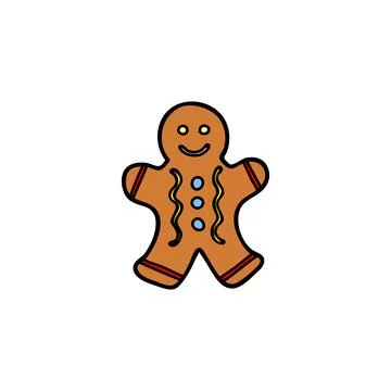 Doodle gingerbread cookie. Stock Illustration