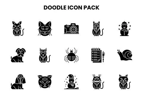 Doodle Glyph Bundle Icons Pack 库存插图