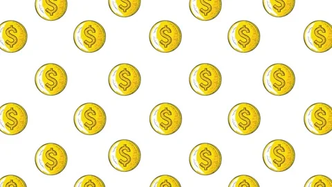 Doodle Gold Dollars Pattern 스톡 동영상 253427974