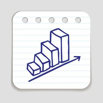 Doodle graph chart hand drawn with blue pen Illustrazione stock