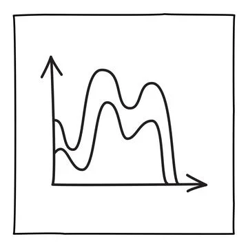 Doodle graph chart icon or logo, hand drawn with thin black line. Stock Illustration