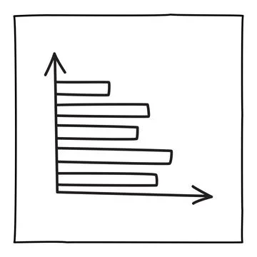 Doodle graph chart icon or logo, hand drawn with thin black line. Stock Illustration