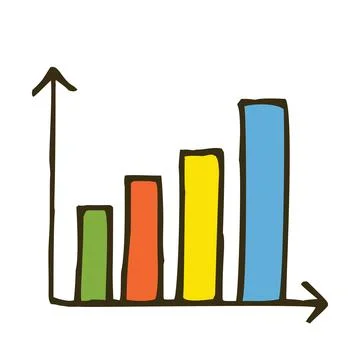 Doodle graph chart icon or logo, hand drawn with thin black line Stock Illustration