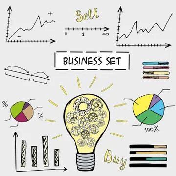 Doodle graphs and charts. Stock Illustration