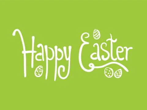 Doodle green Happy Easter poster with egg and text Stock Illustration