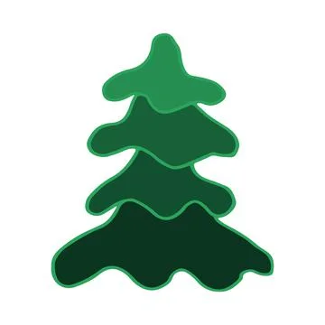 Doodle green tree spruce line art. Hand drawn vector illustration. Forest pin Illustrazione stock