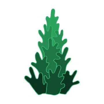 Doodle green tree spruce line art. Hand drawn vector illustration. Forest pin Stock Illustration