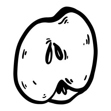 Doodle half apple vector sketch, hand drawn and isolated on white background. Stock Illustration