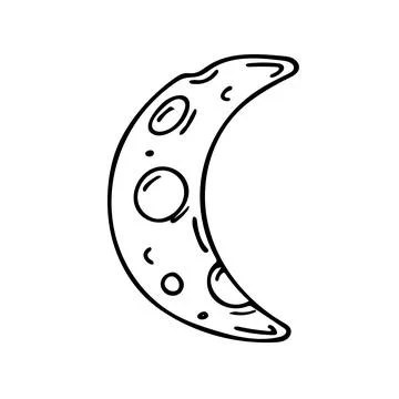 Doodle of half moon isolated on white background. Ilustração Stock