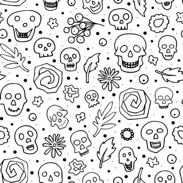 Doodle Halloween, The day of the Dead pattern Illustrazione stock