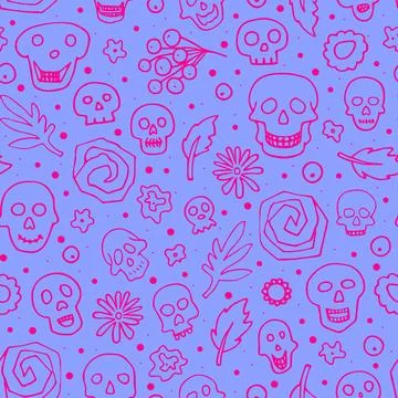 Doodle Halloween, The day of the Dead pattern Stock Illustration