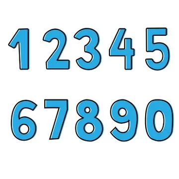 Doodle hand drawn arabic numbers set. Sketch Figures From One till Nine. Stock Illustration